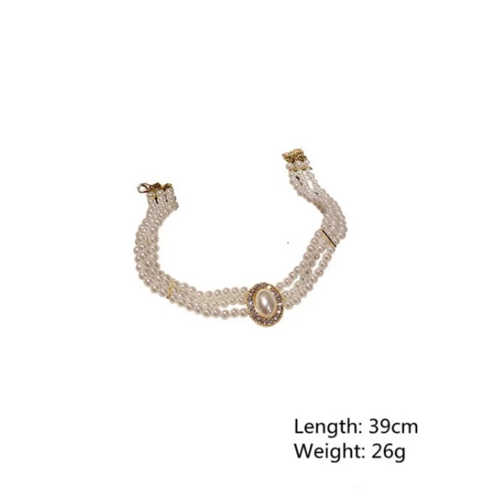 🌟 Gorgeous Big Baroque Imitation Pearl Two Tone Chain Necklace Elegant Choker - Picture 4 of 4